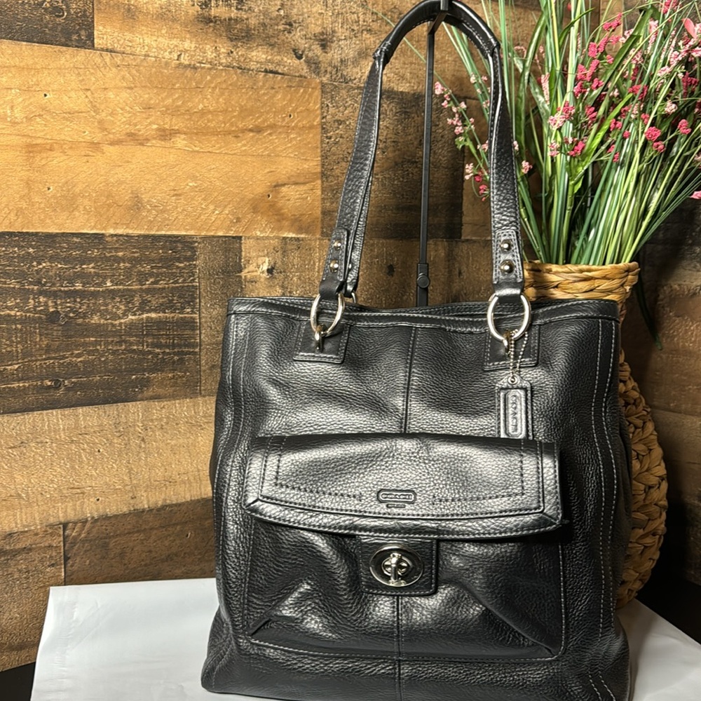 Coach Black Leather Tote Bag
